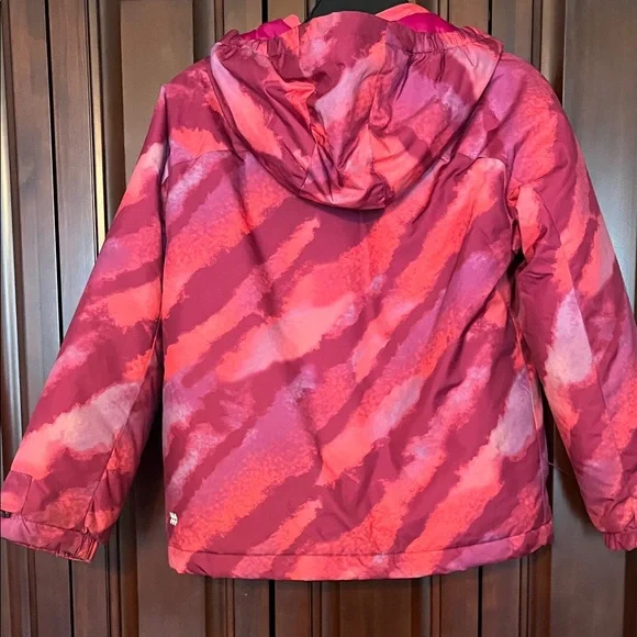 Girls Purple and Pink Patterned winter Jacket - Picture 4 of 4